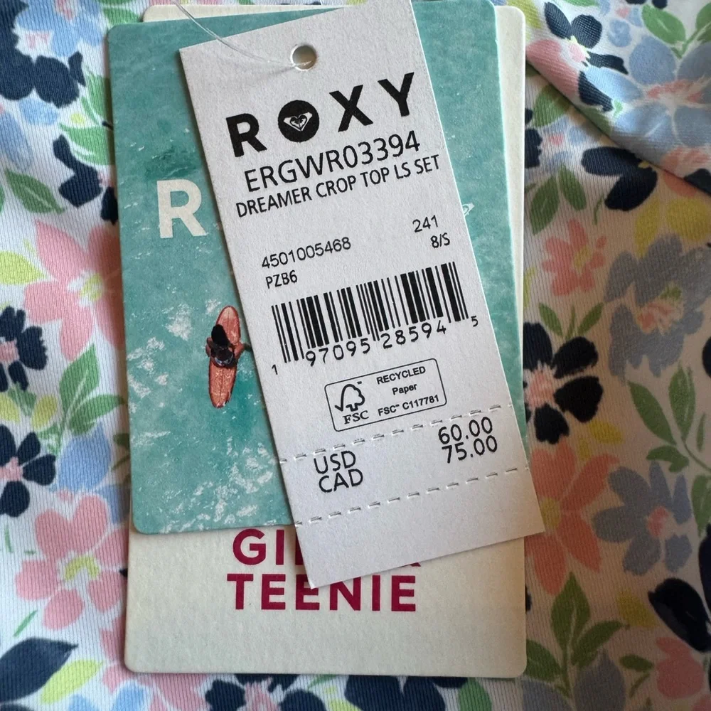Roxy Girls' Dreamer Crop Top Long Sleeve Swim Set - 8 - Picture 3 of 4